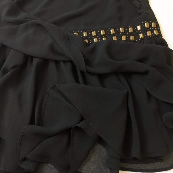 Forever 21 studded black chiffon dress sleeveless and flare prom cocktail dress - Picture 7 of 15